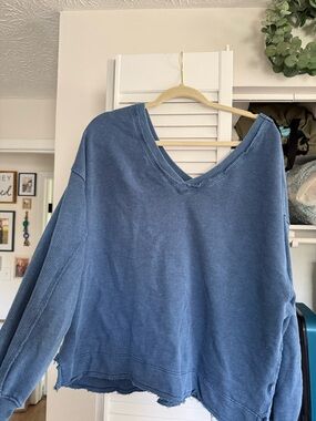 American Eagle Outfitters Blue V-Neck Pullover